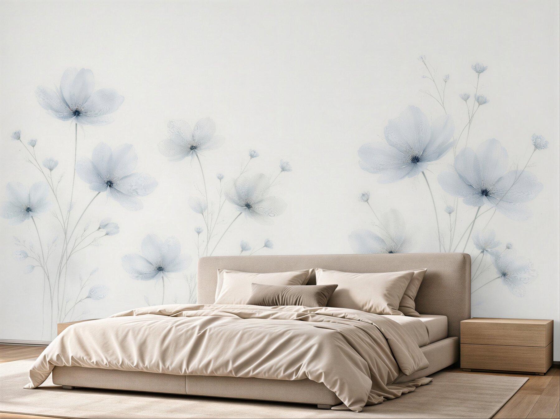 Fototapet Flori albastre delicate de ceață