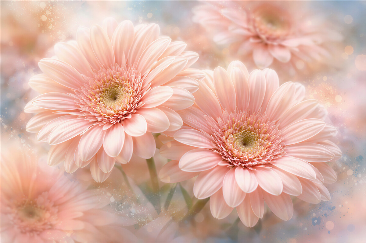 Fototapet Gerbera pudrate în strălucire