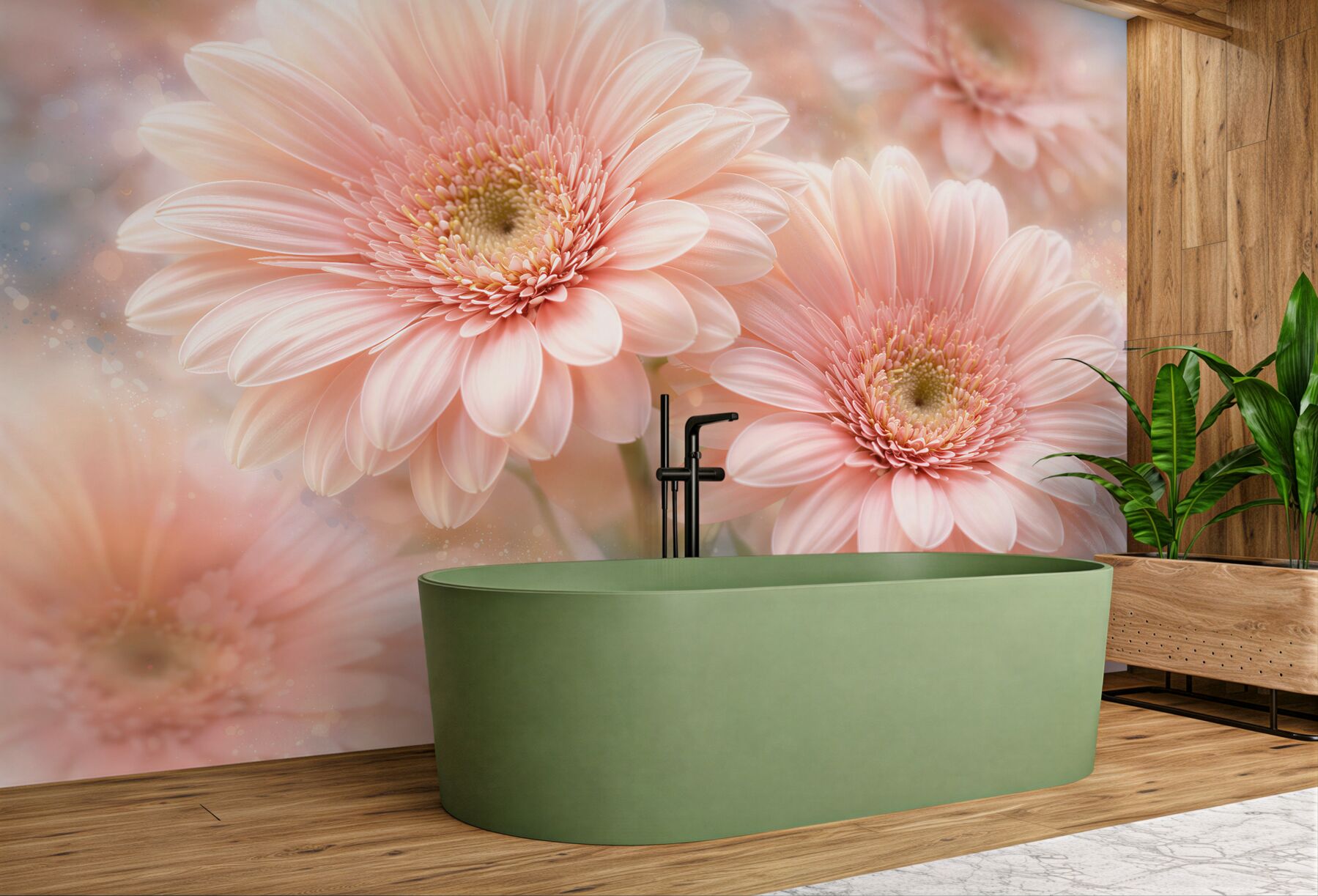 Fototapet Gerbera pudrate în strălucire