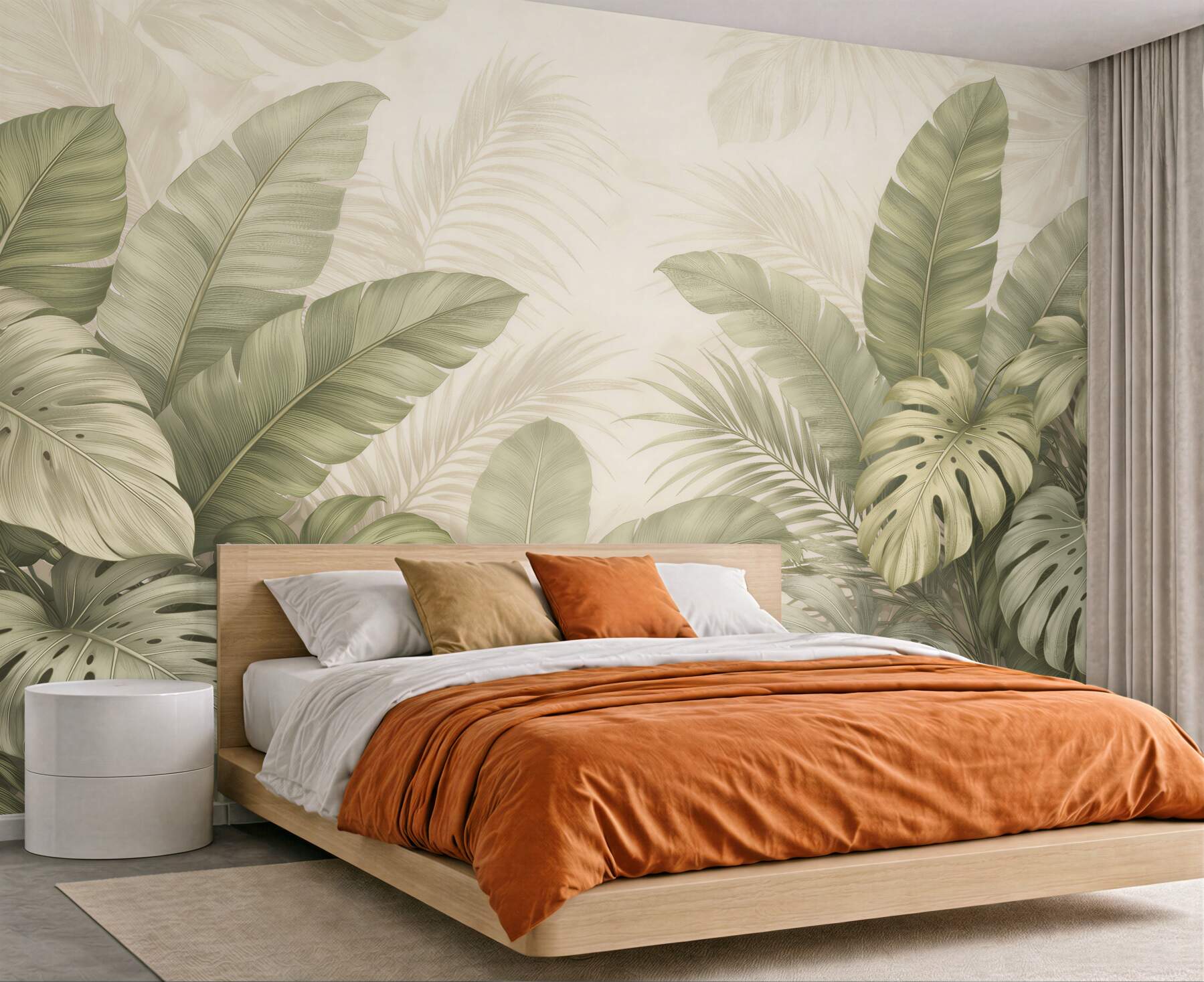 Fototapet Frunze tropicale în eleganță bej