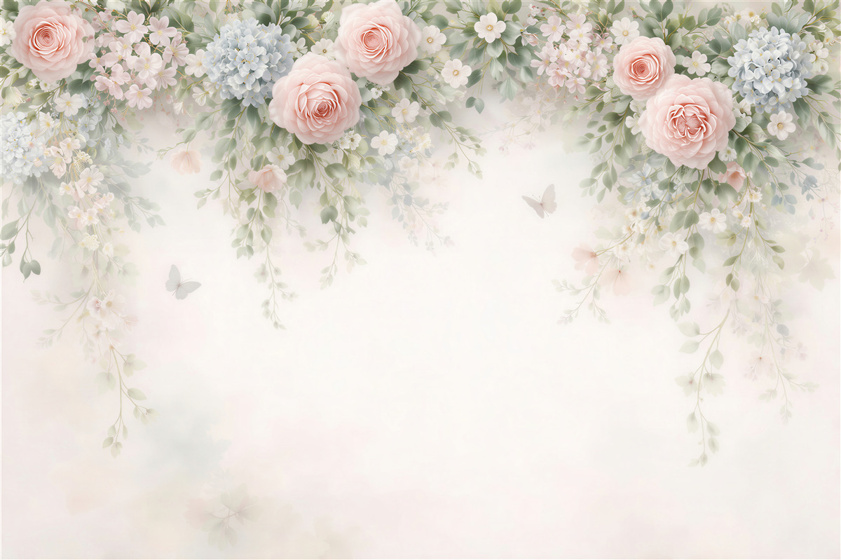 Fototapet Trandafiri pastel și ceață florală