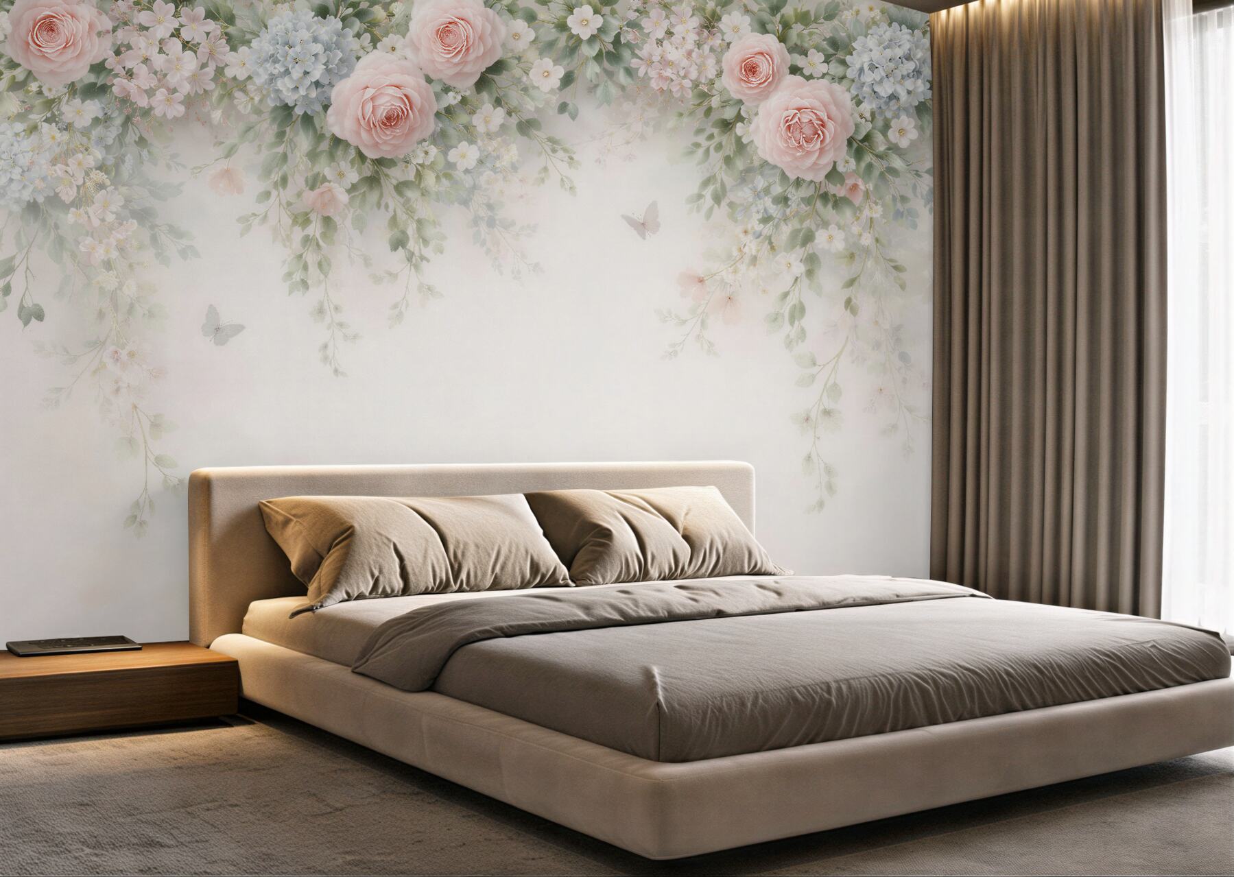 Fototapet Trandafiri pastel și ceață florală