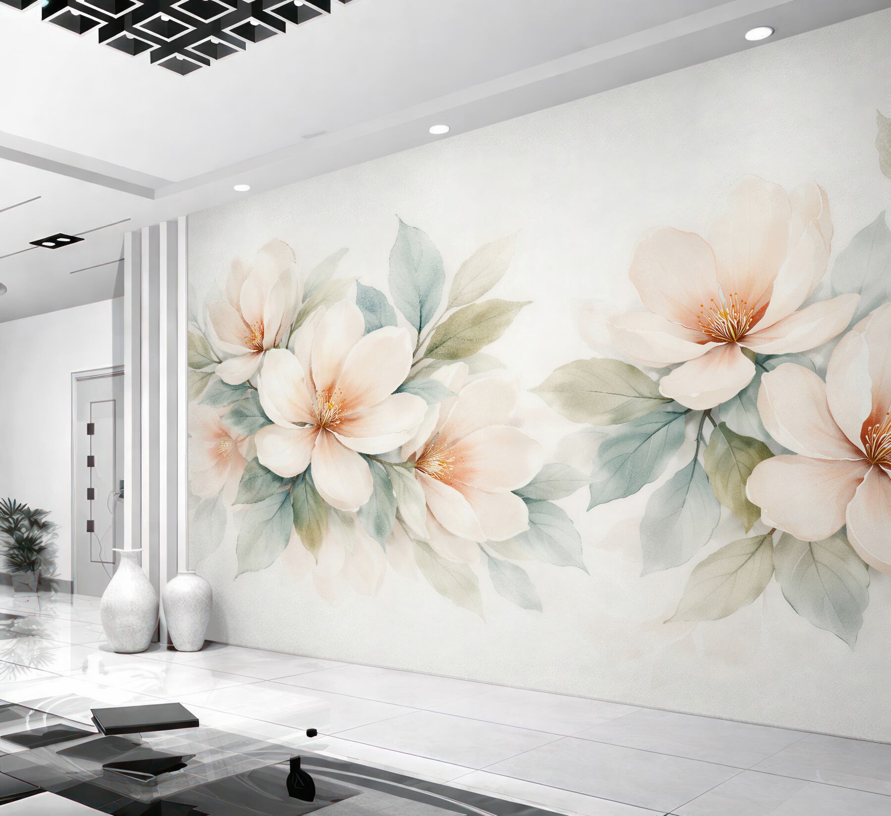 Fototapet Magnolii crem în eleganță subtilă