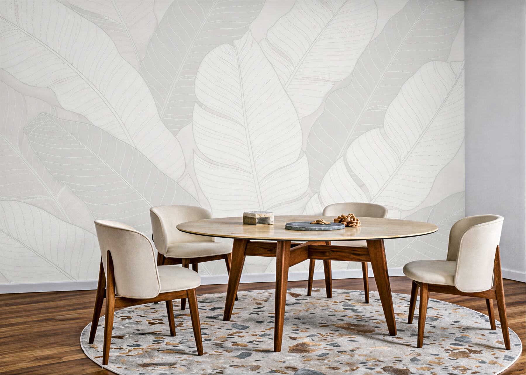 Fototapet Frunze tropicale deschise minimaliste
