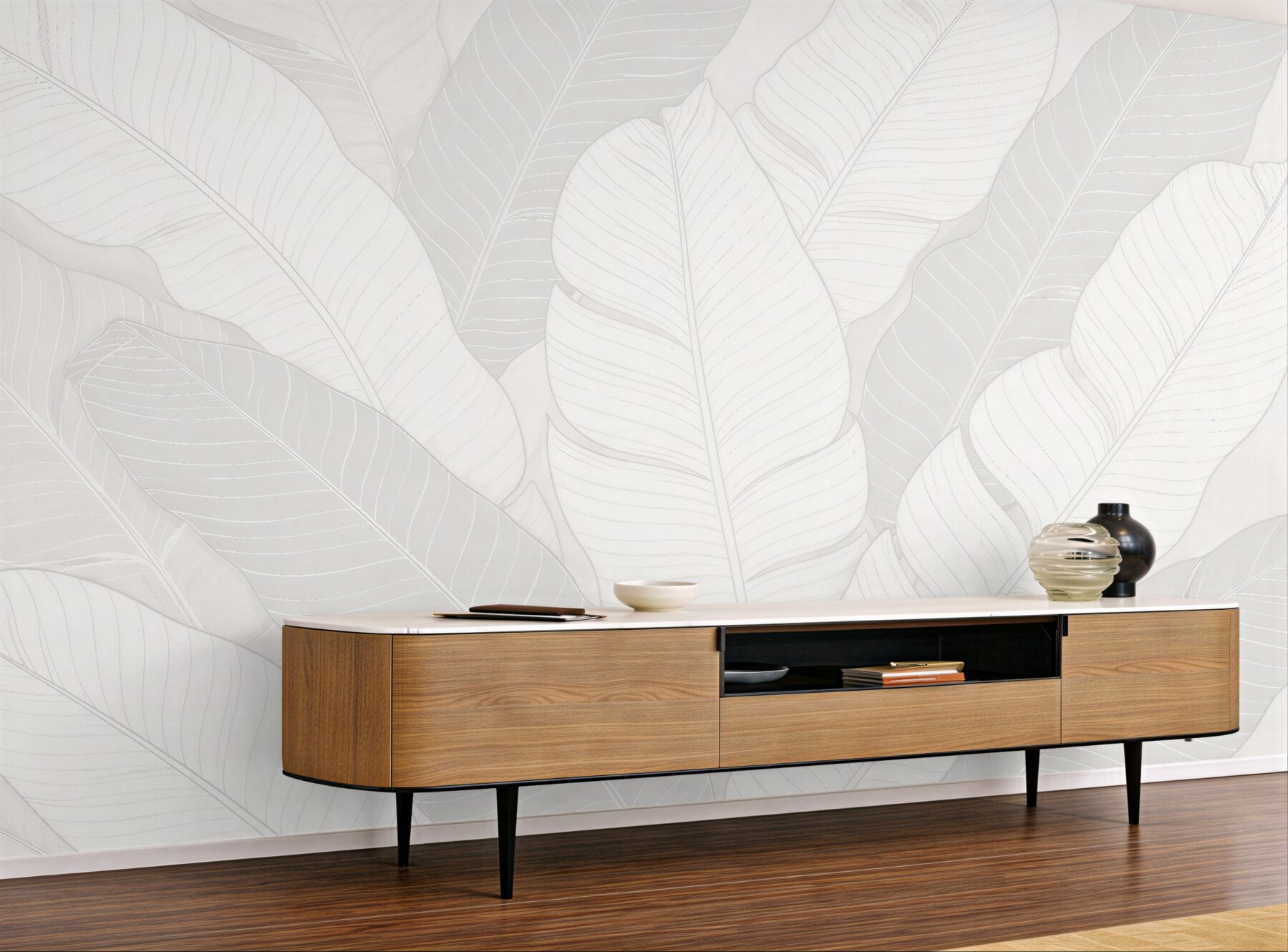 Fototapet Frunze tropicale deschise minimaliste