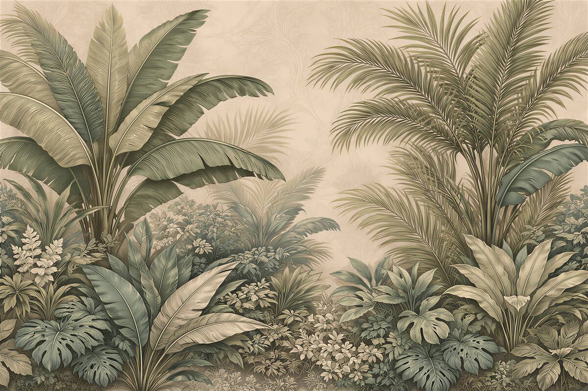 Fototapet Junglă tropicală vintage elegantă