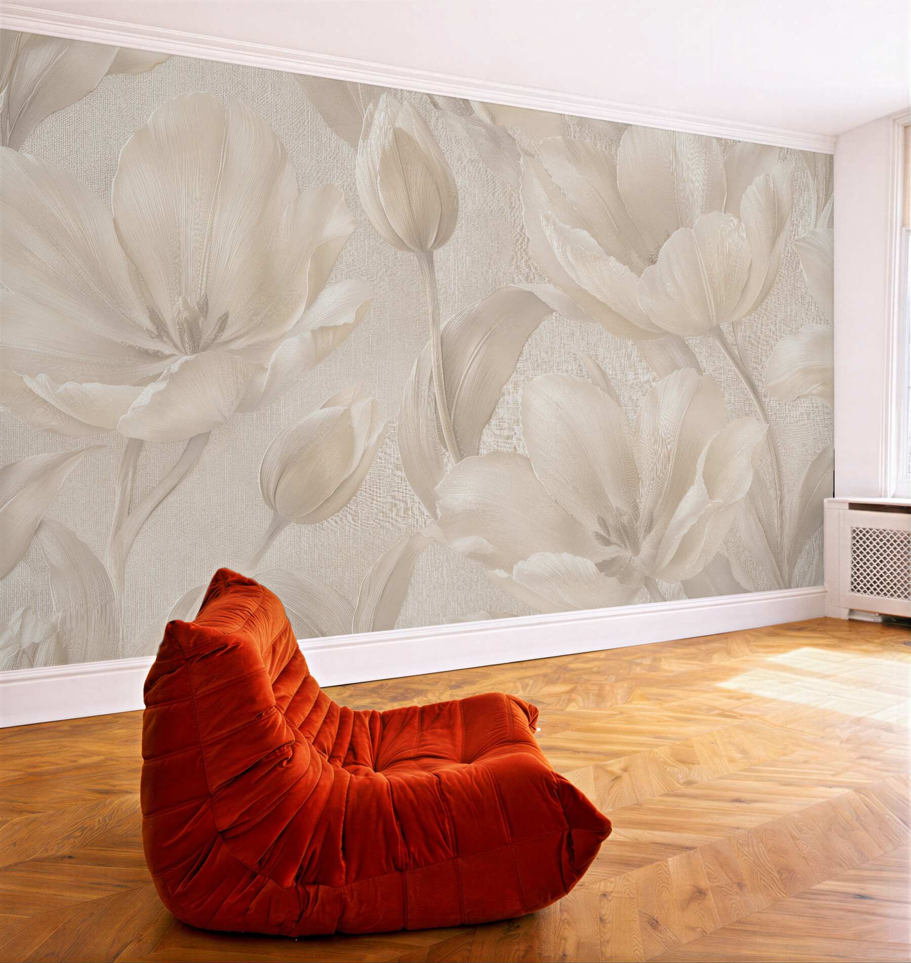 Fototapet Lalele crem în relief elegant