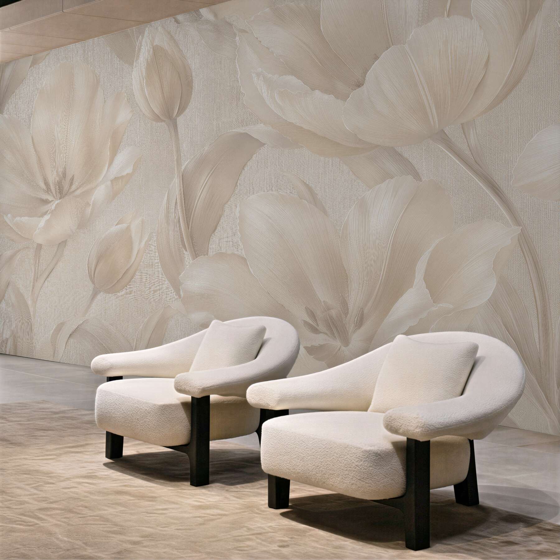 Fototapet Lalele crem în relief elegant