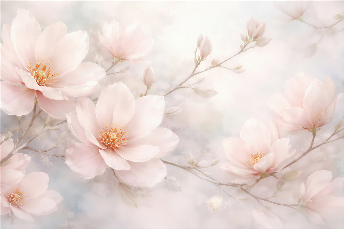 Fototapet Magnolii eterice în ceață pastelată