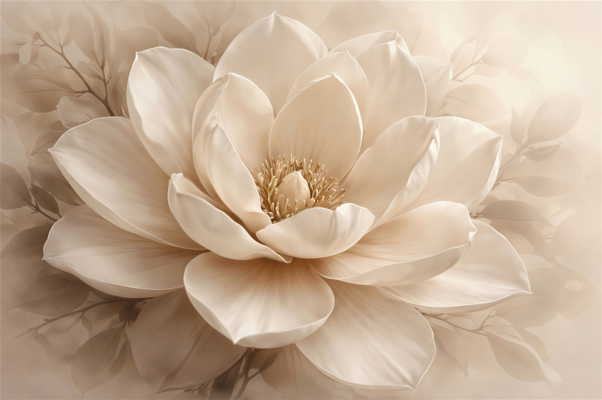 Fototapet Magnolie crem în strălucire subtilă
