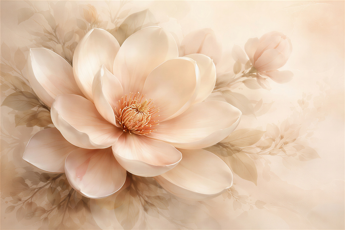Fototapet Magnolie deschisă în aură pastelată