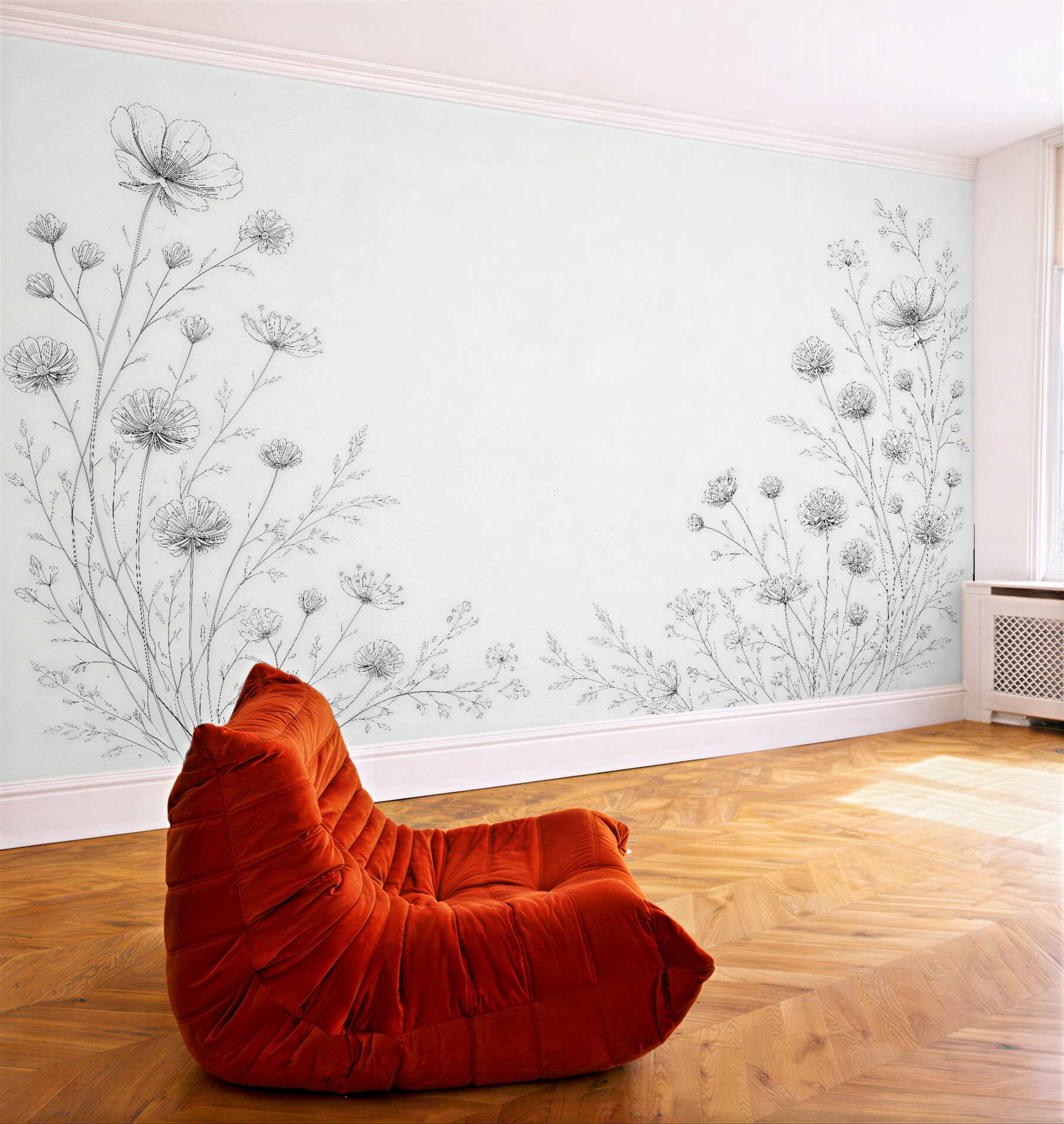 Fototapet Flori delicate în schiță