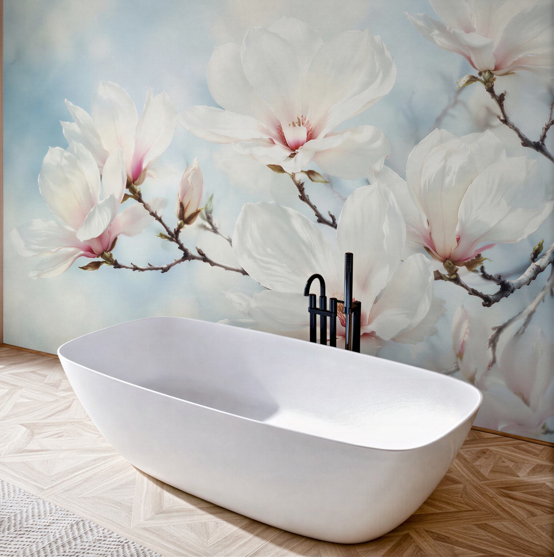 Fototapet Magnolie delicată pe fundal albastru