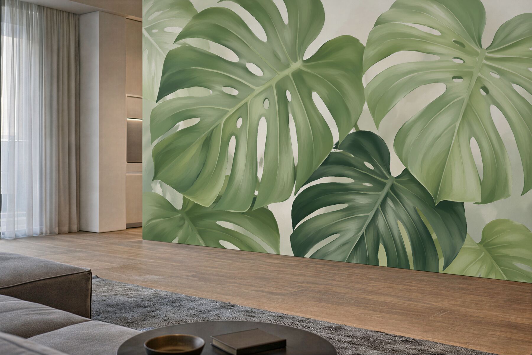 Fototapet Frunze delicate de monstera în verde