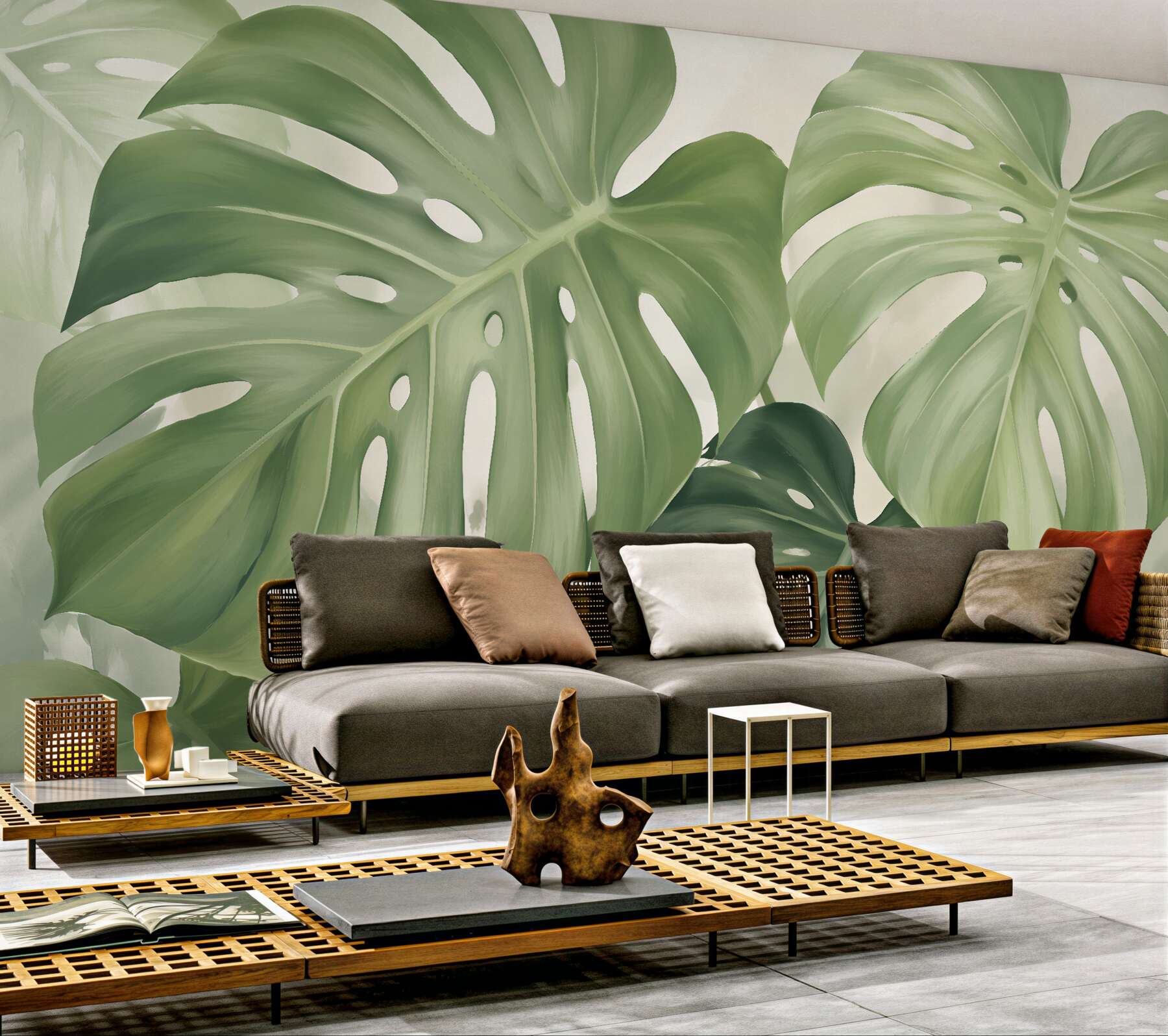 Fototapet Frunze delicate de monstera în verde