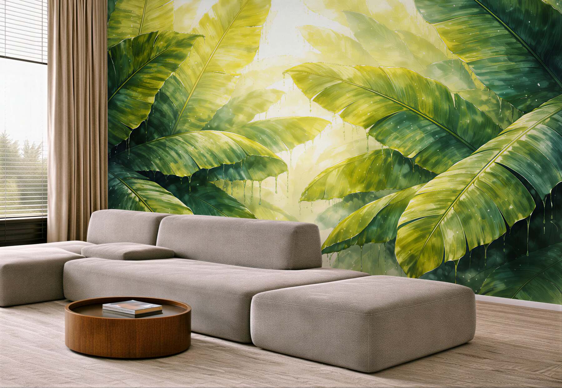 Fototapet Frunze tropicale în jungla luminoasă