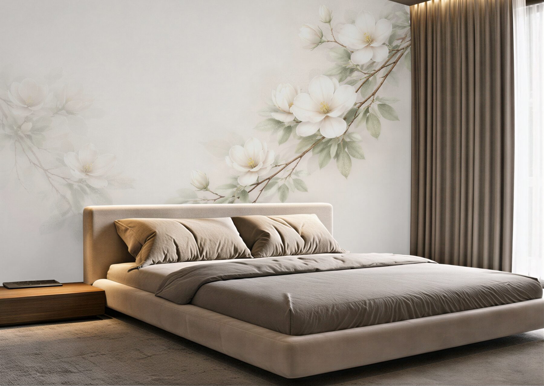 Fototapet Magnolii albe pe o ramură delicată