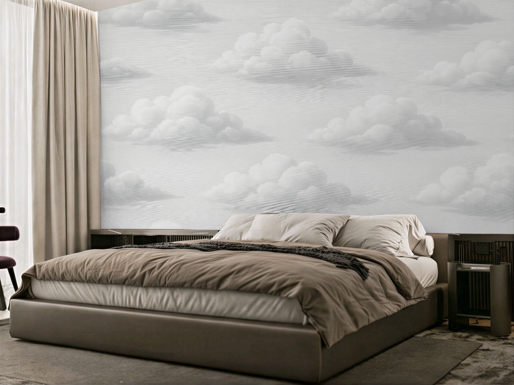Fototapet Nori pufoși pe cer alb