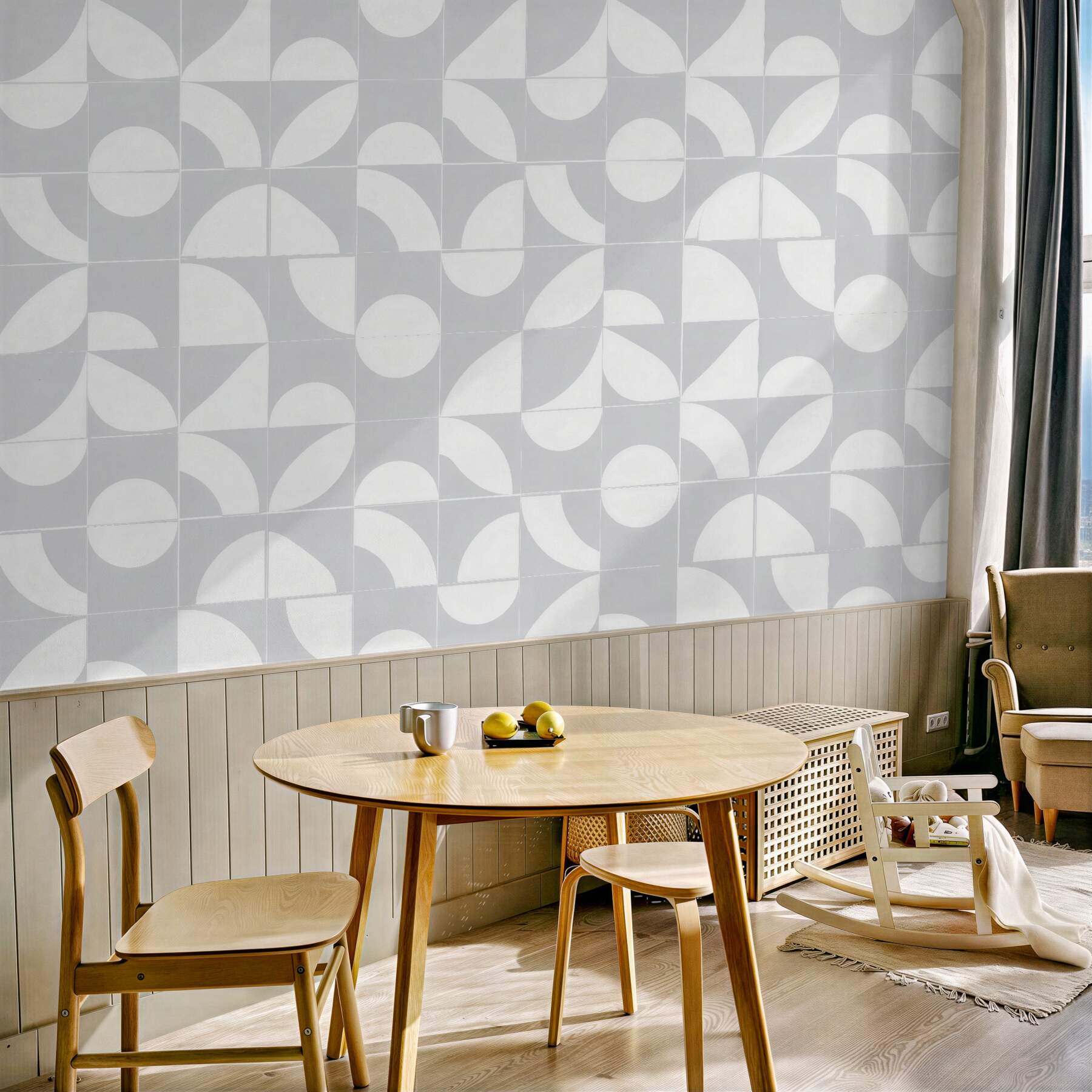 Fototapet Mozaic geometric alb subtil