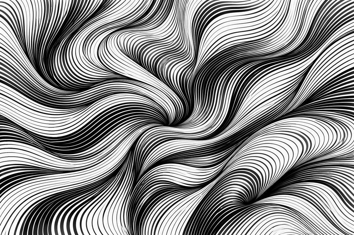 Fototapet Abstracție ondulată în alb și negru