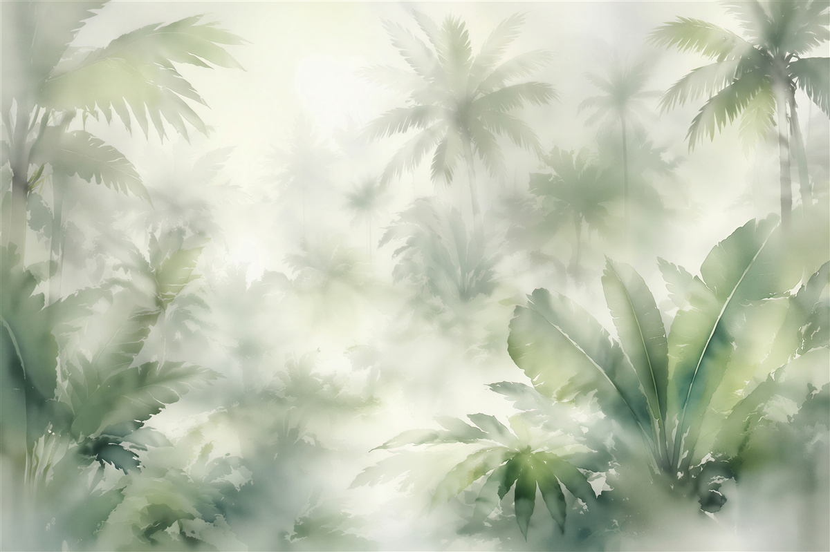 Fototapet Oază tropicală învăluită în ceață