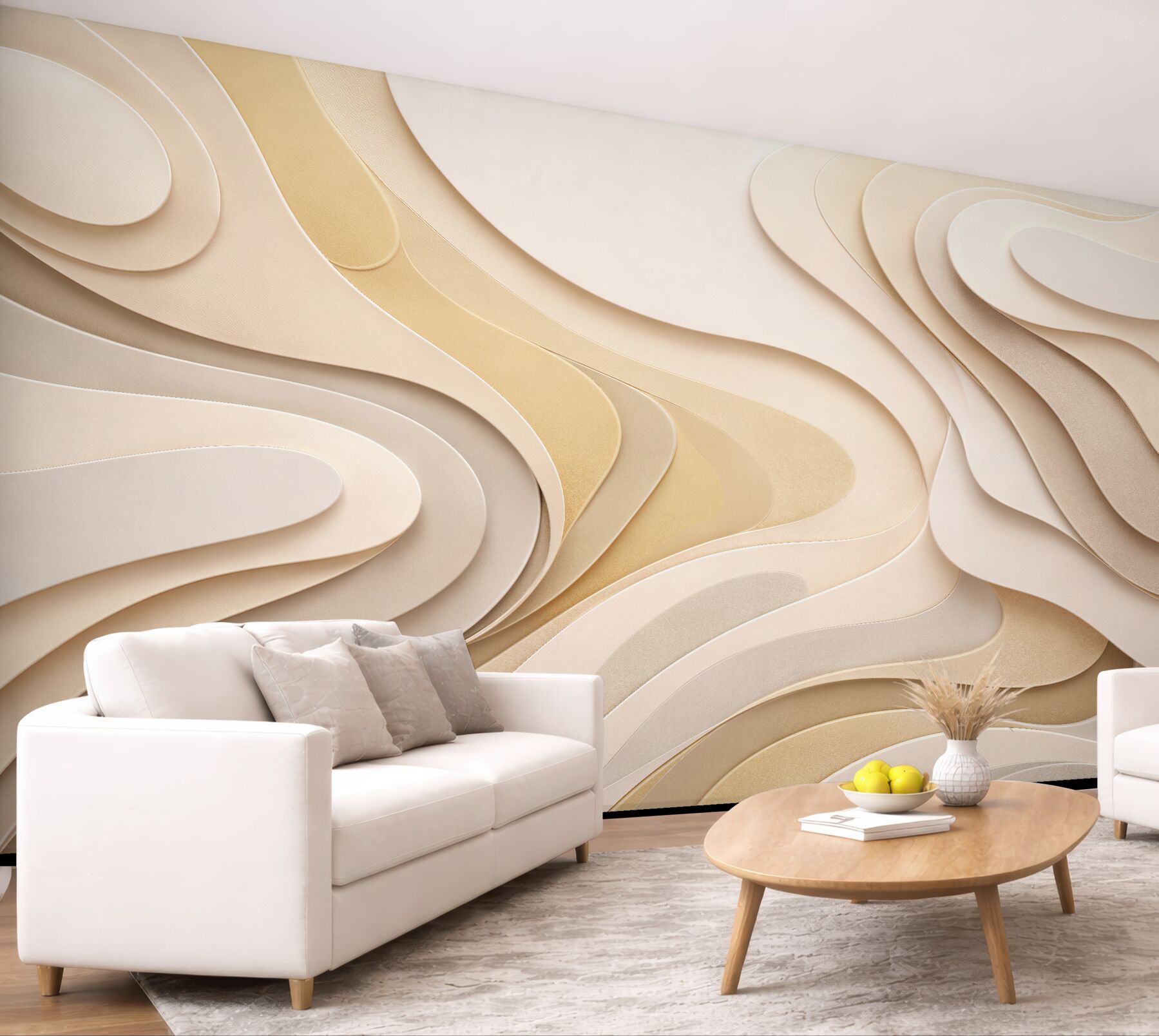Fototapet Valuri aurii de abstracție 3D