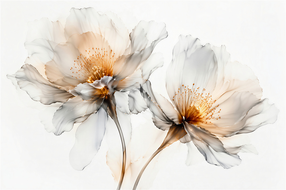 Fototapet Flori delicate cu strălucire aurie