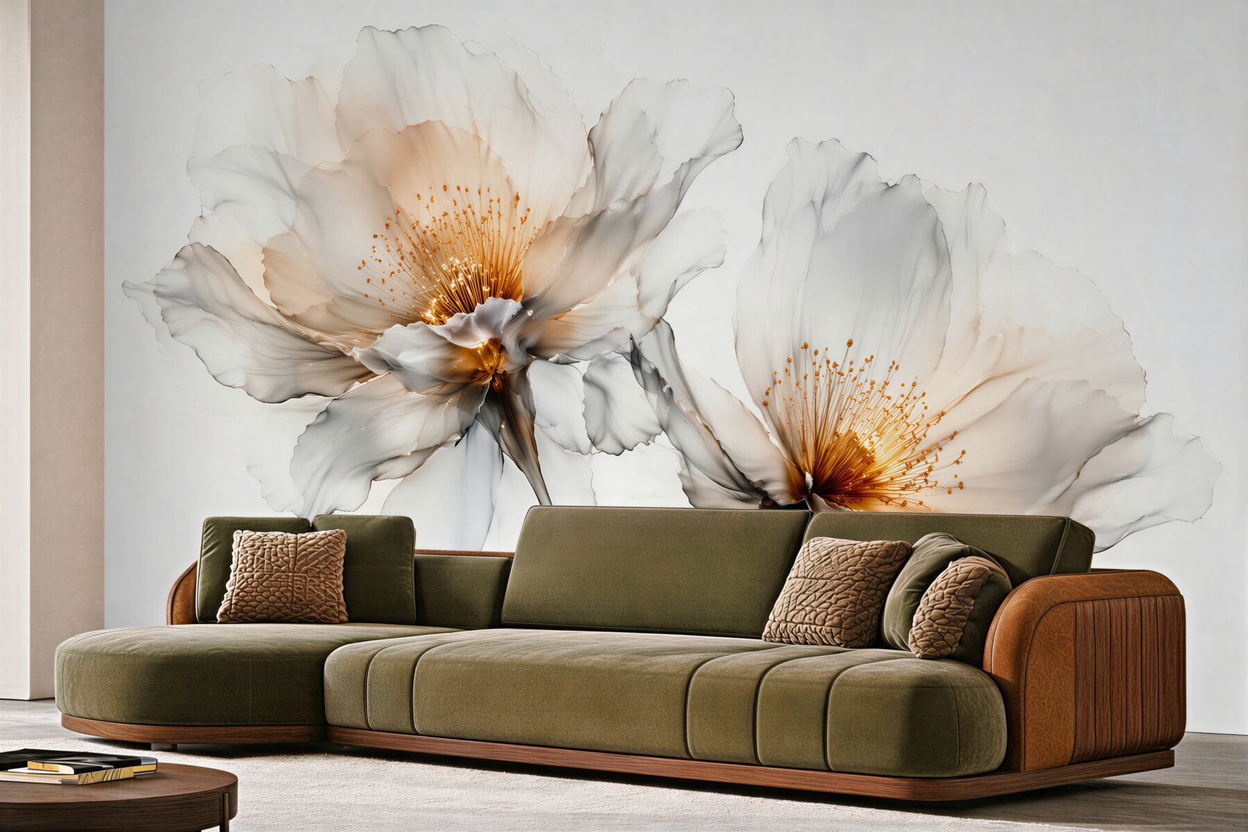 Fototapet Flori delicate cu strălucire aurie