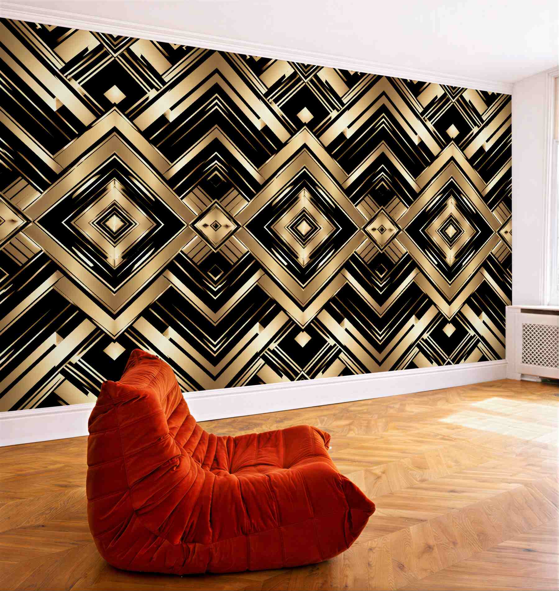 Fototapet Geometrie aurie în stil glamour