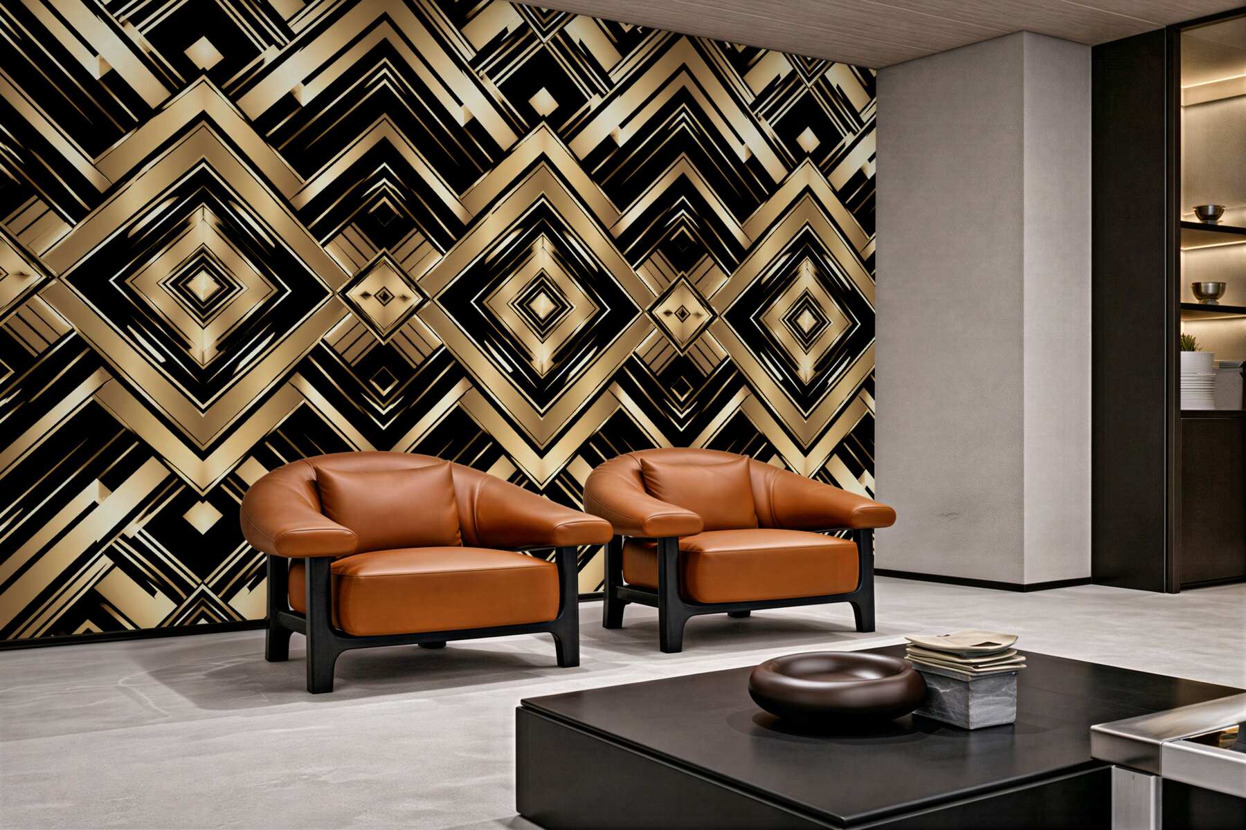 Fototapet Geometrie aurie în stil glamour