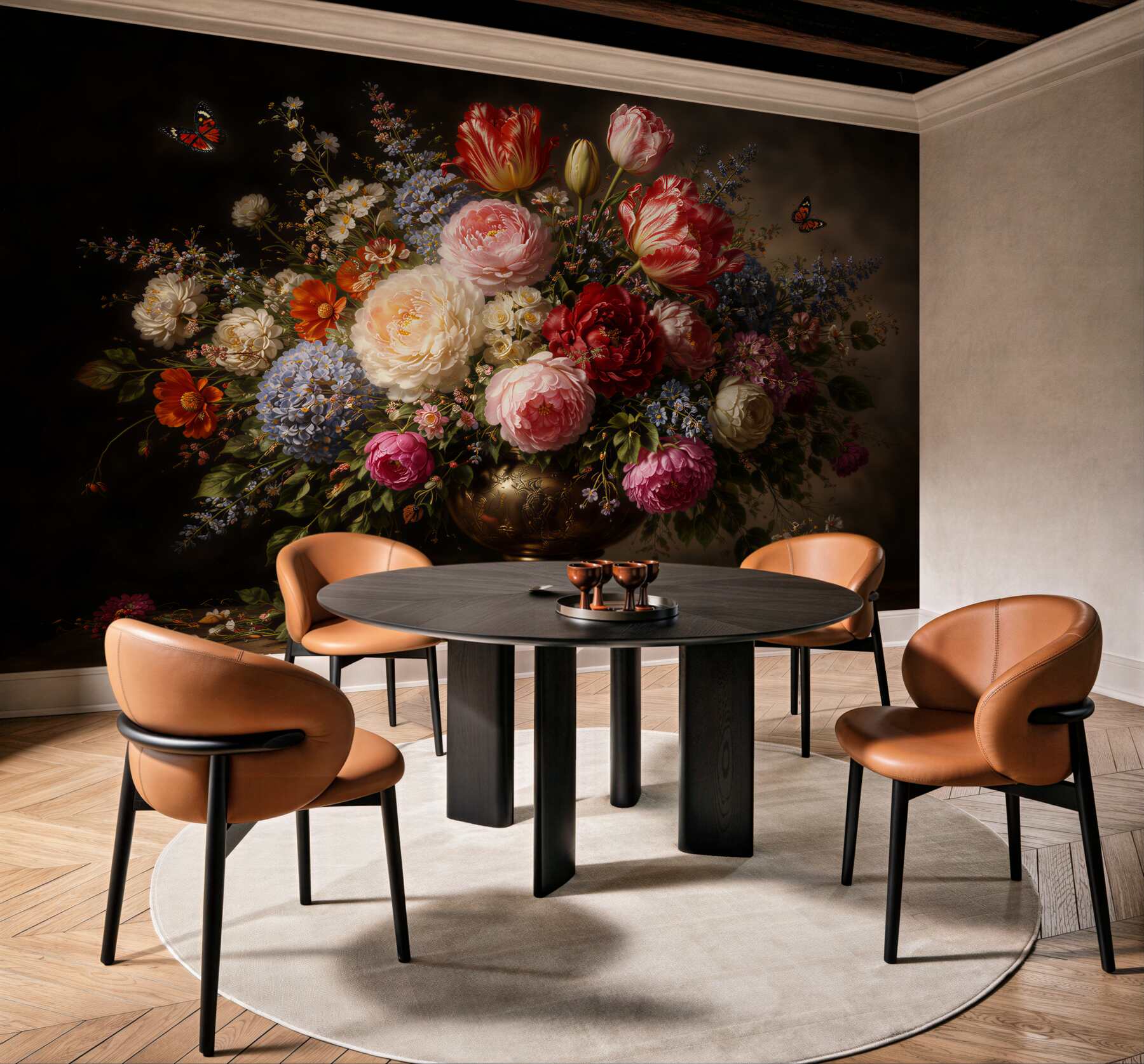Fototapet Buchet baroc de flori în întuneric