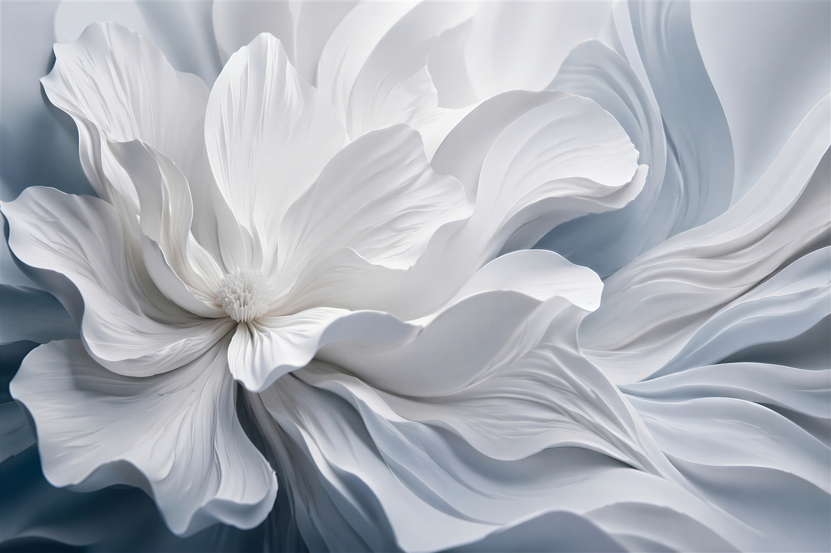 Fototapet Floare albă mătăsoasă abstractă