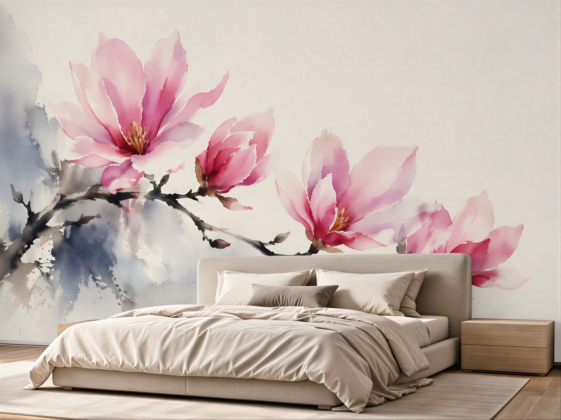 Fototapet Ramură de magnolie în acuarelă