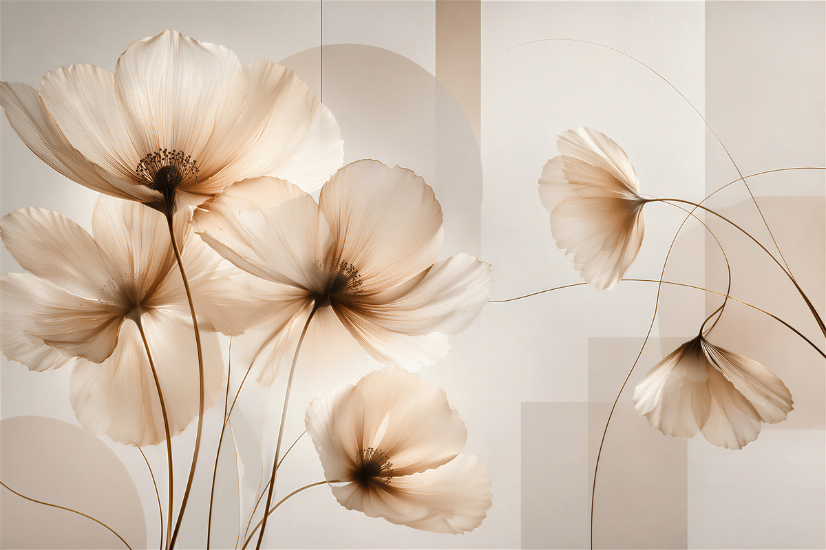 Fototapet Flori delicate în bej