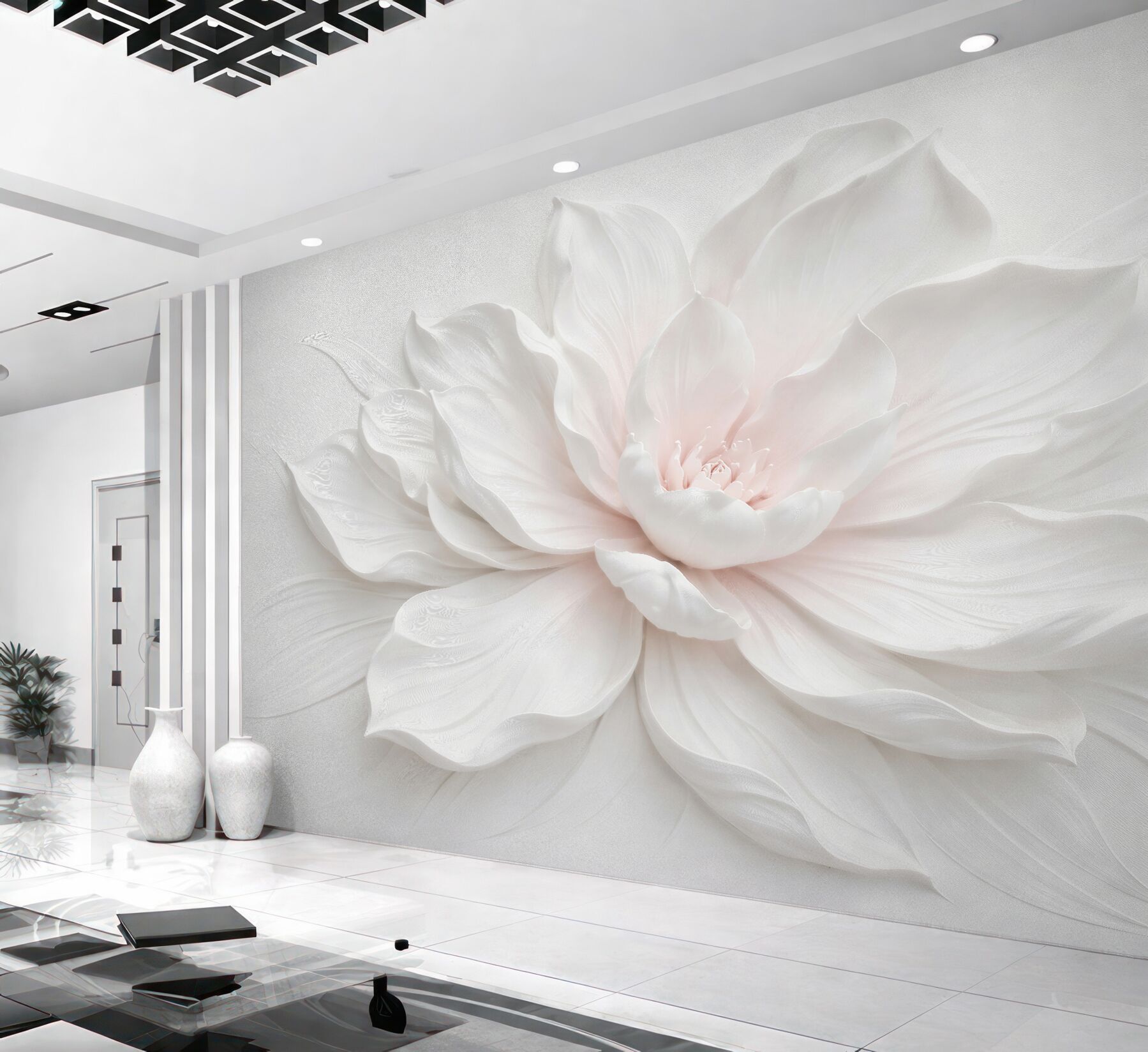 Fototapet Floare crem în relief delicat