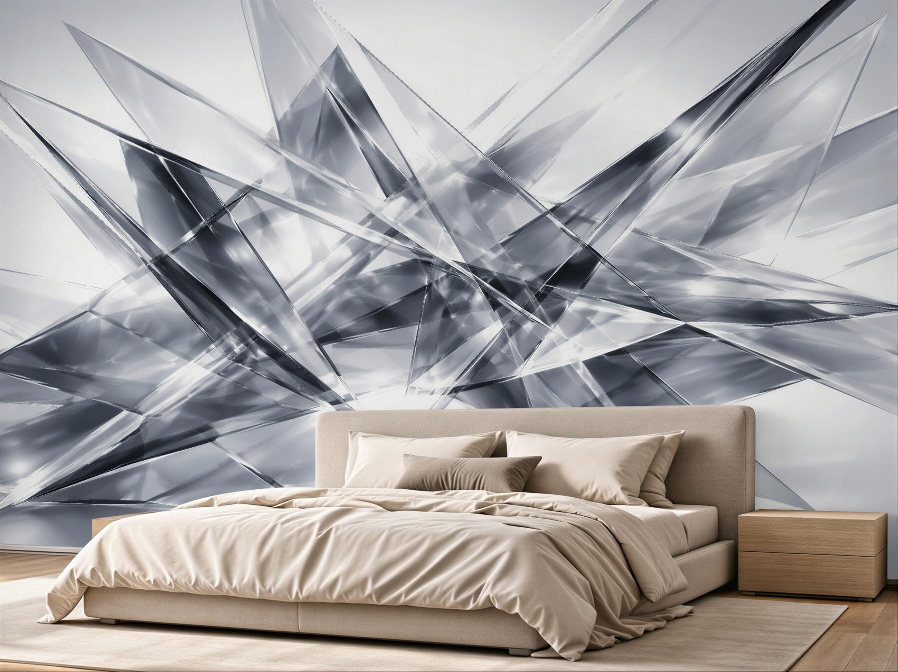 Fototapet Abstract geometric argintiu 3D