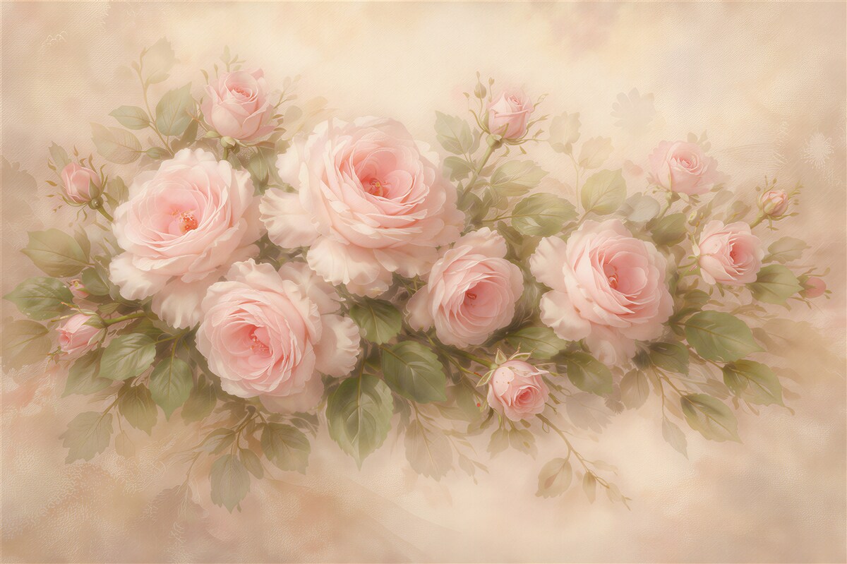 Fototapet Trandafiri roz pudrat într-un buchet romantic