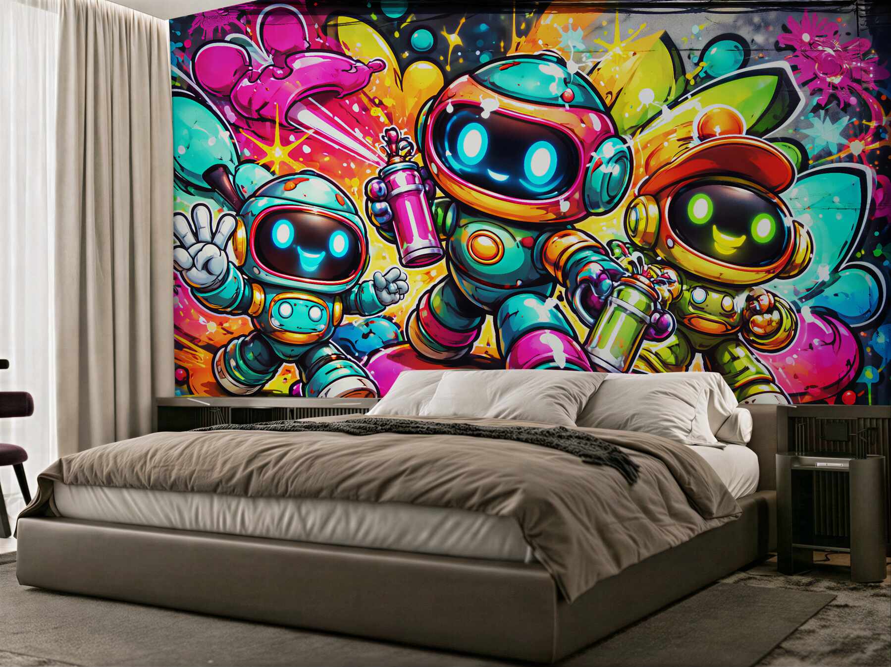 Fototapet Roboți colorați în stil street art