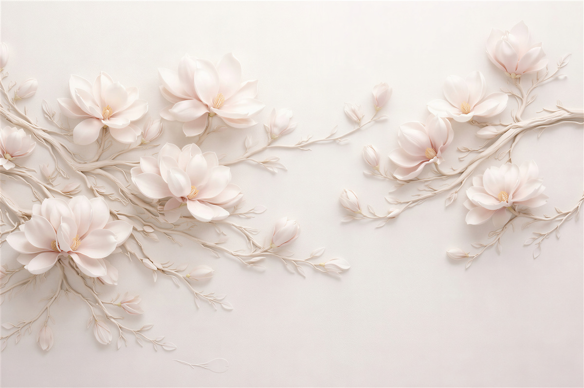 Fototapet Magnolii crem pe ramuri