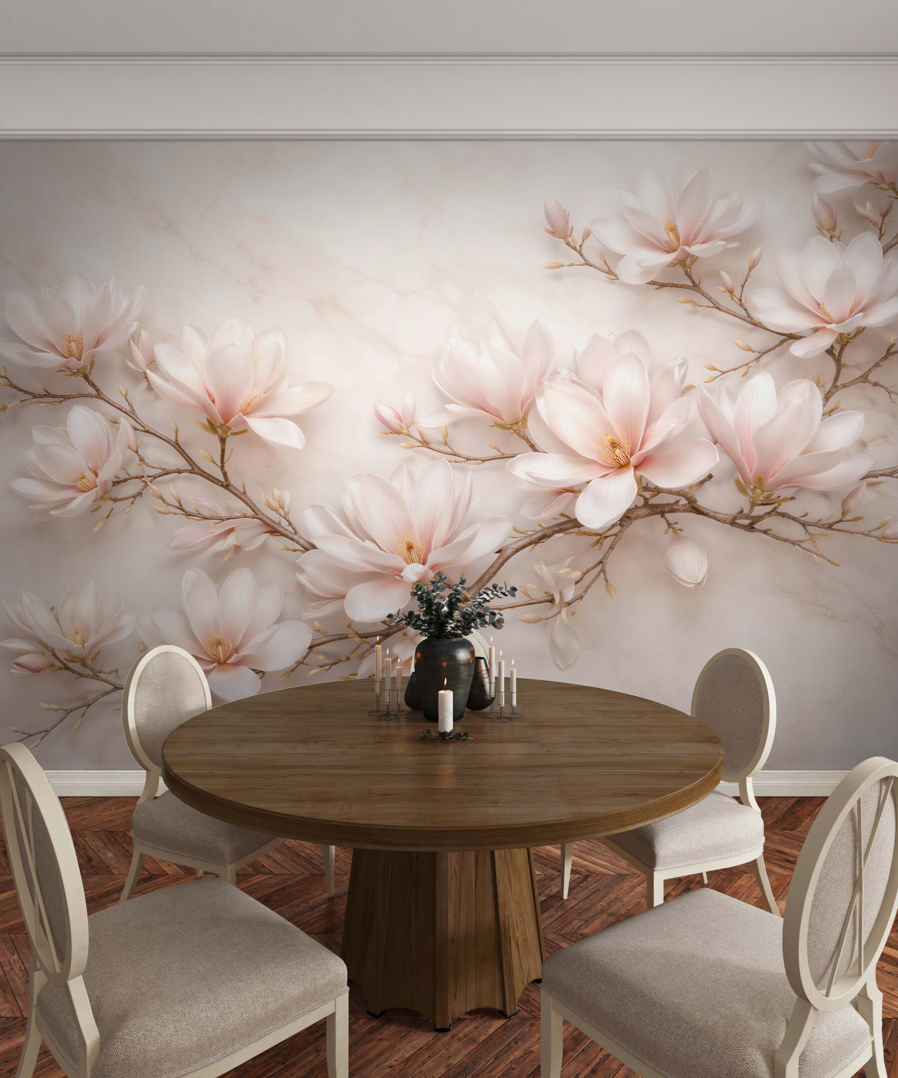 Fototapet Magnolii delicate pe marmură