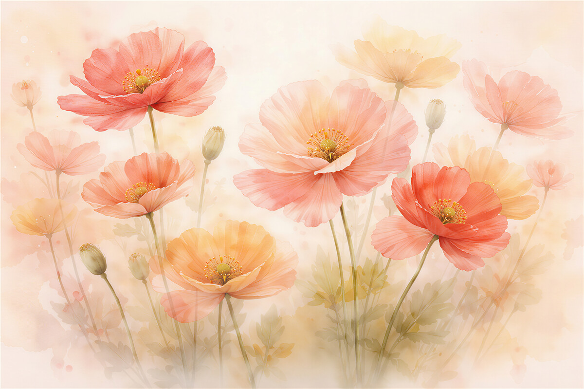 Fototapet Maci pastel la ivirea zorilor