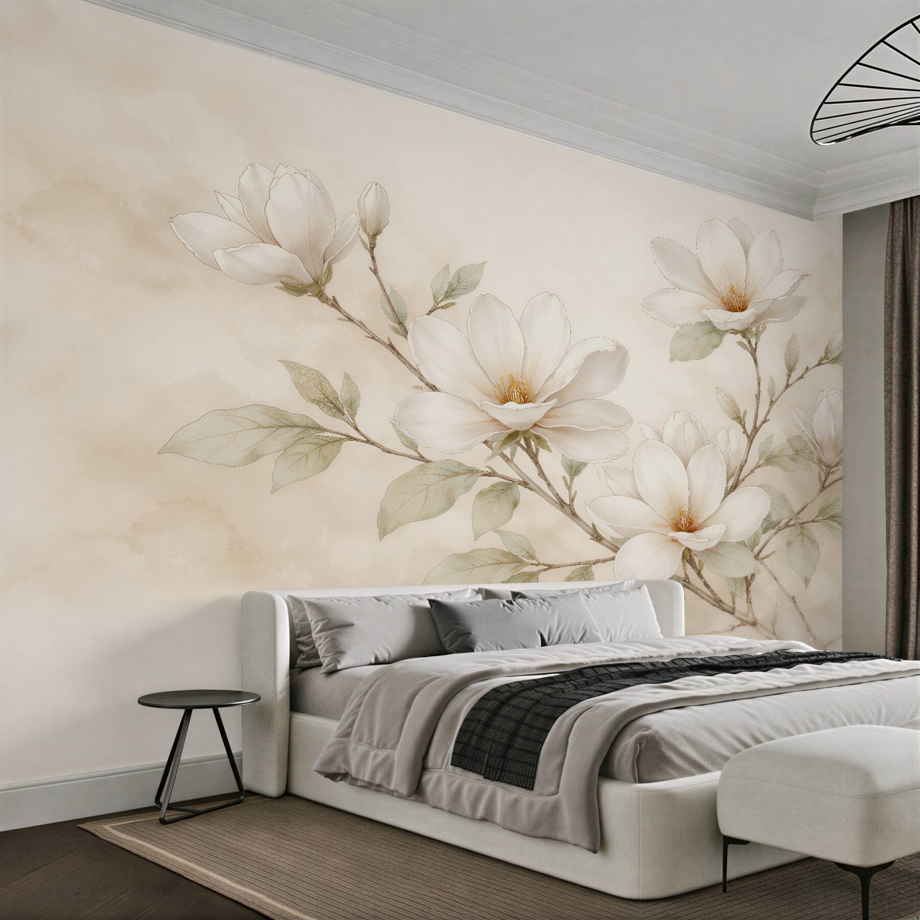 Fototapet Magnolie crem în înflorire delicată