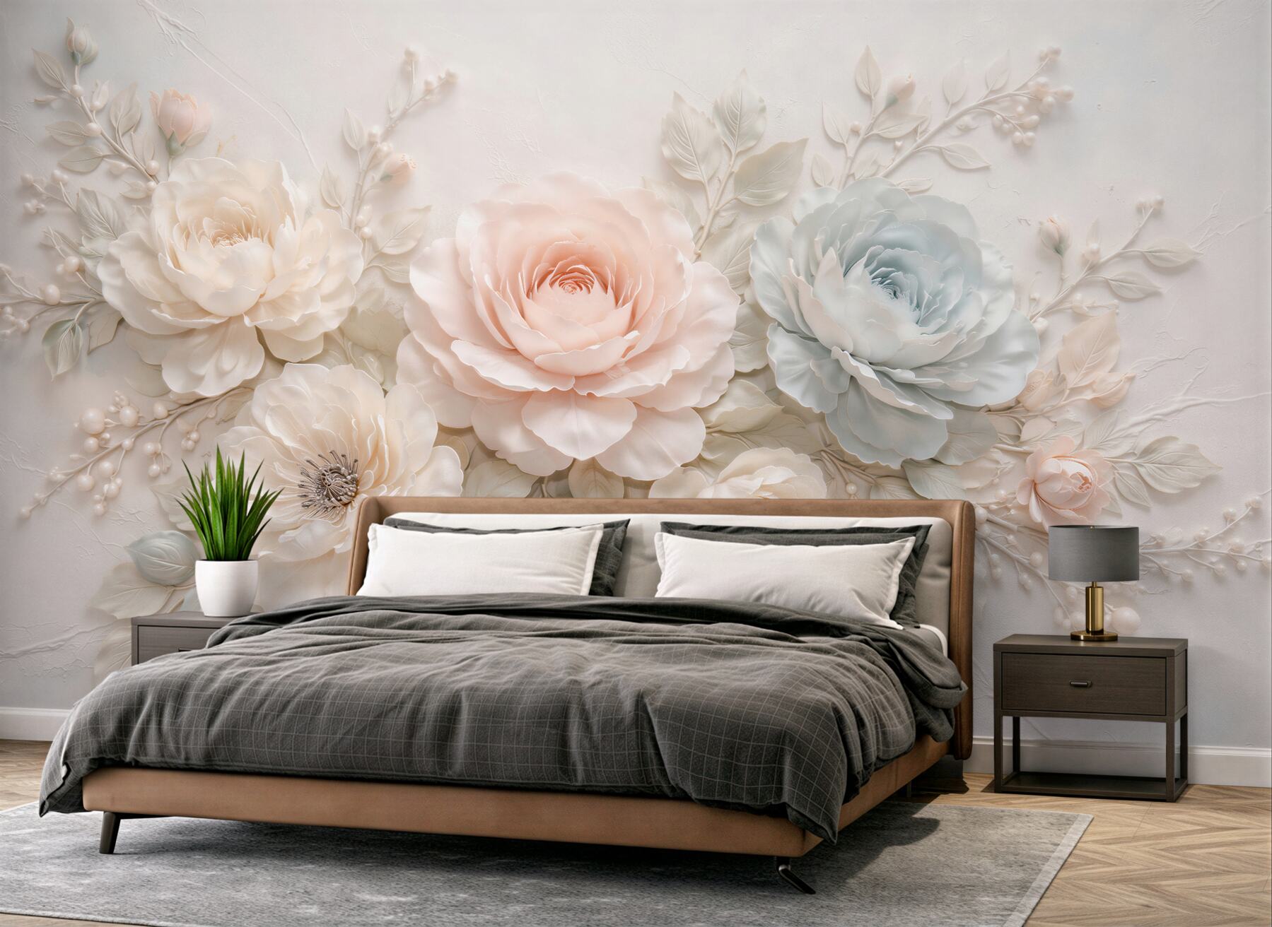 Fototapet Flori romantice în stil 3D