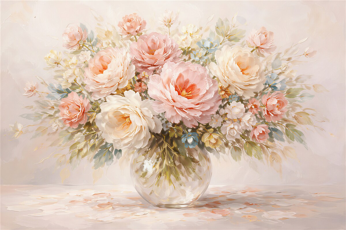 Fototapet Buchet romantic de bujori pastel