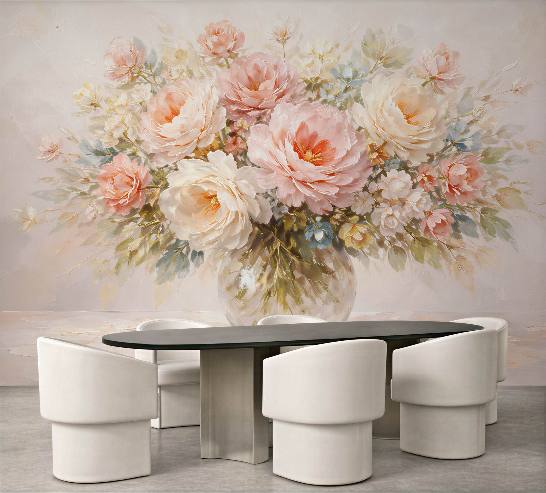Fototapet Buchet romantic de bujori pastel