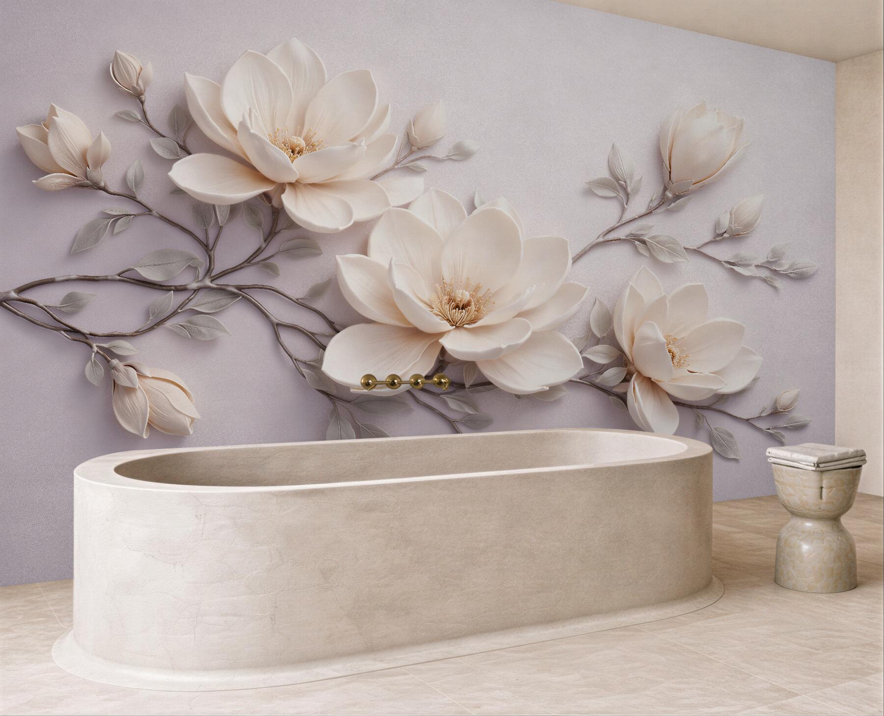 Fototapet Magnolie crem în stil 3D