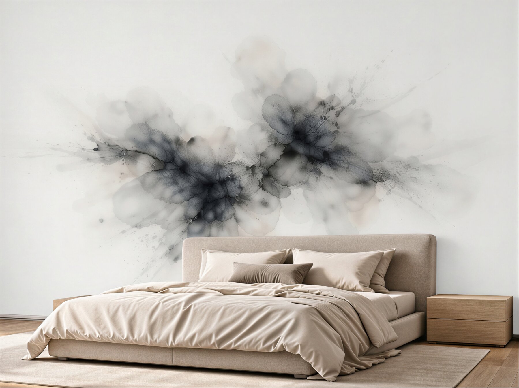 Fototapet Flori negre abstracte în ceață fină