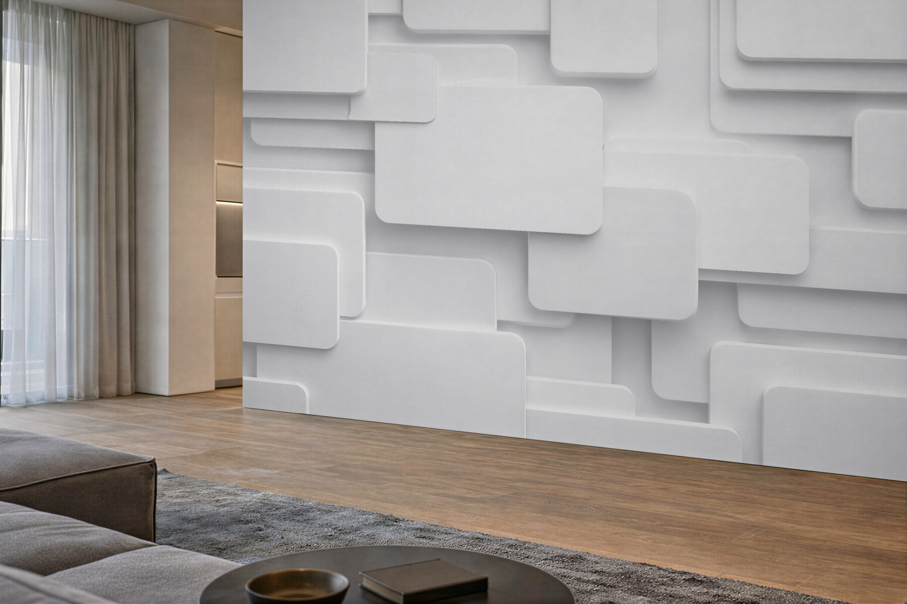 Fototapet Panouri albe 3D minimaliste