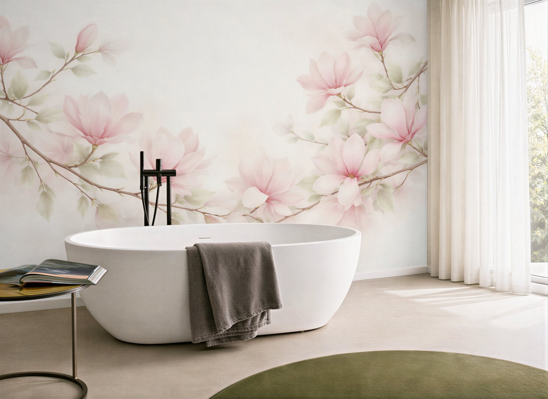Fototapet Magnolii pastel pe ramuri subtile