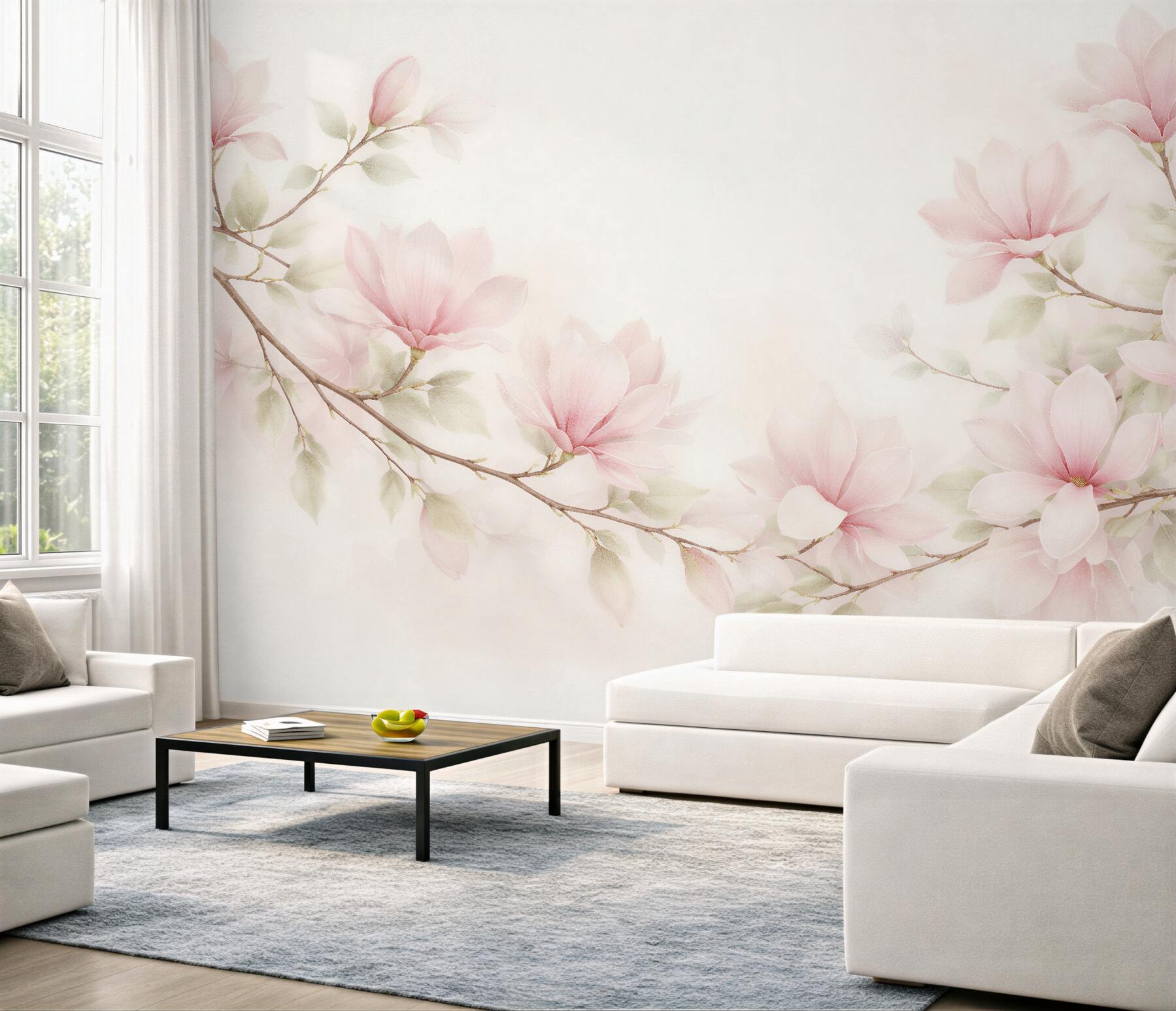Fototapet Magnolii pastel pe ramuri subtile